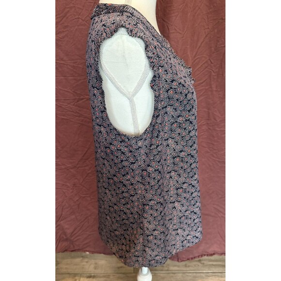 Boden Sleeveless Blouse Women's 10 Ruffle Split Neck Abstract Floral Career - Picture 5 of 8